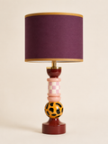 Casa Léopard Plum Gold oplaadbare tafellamp met paarse lampenkap en goudkleurige bies