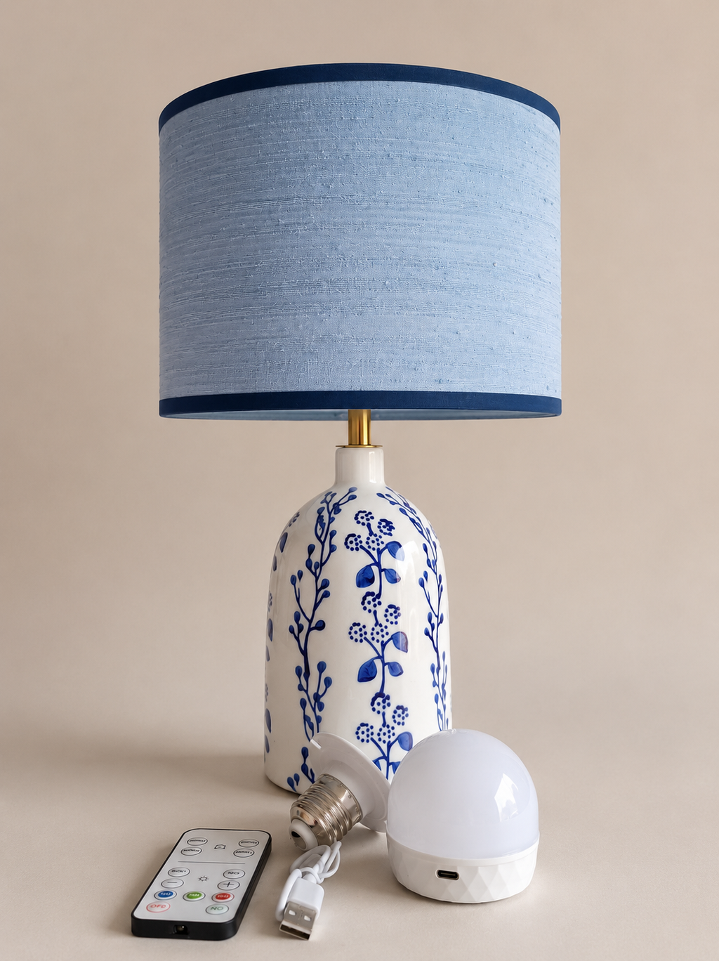 Casa Azzurra draadloze tafellamp met oplaadbare ledlamp, afstandsbediening en USB-kabel
