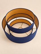 Binnenzijde blauwe ringkap met goudkleurige voering