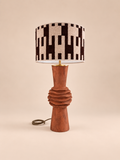 Casa Bruno complete tafellamp met roestbruine voet en chocoladebruine beige lampenkap