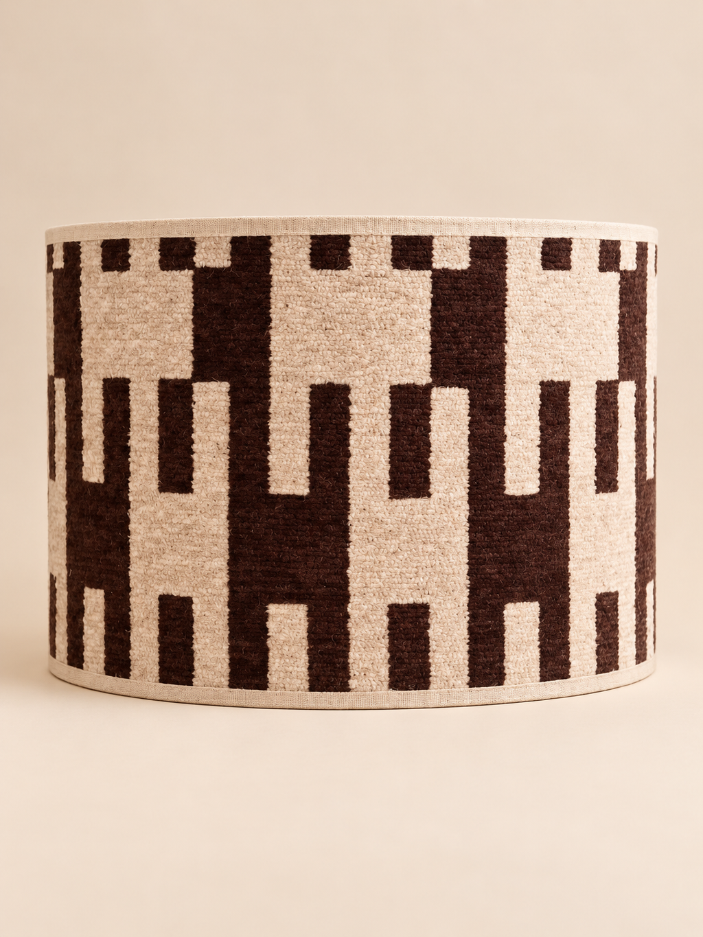 Casa Bruno lampenkap met geometrisch blokdessin in chocoladebruin en beige