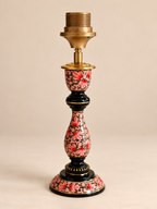 Zwart-roze bloemrijke lampvoet met goudkleurige details