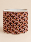 Casa Lotus lampenkap met roze waaierdessin, goudkleurige accenten en beige bies