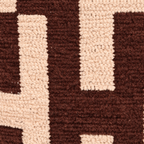 Detail van de bruine en crème geweven stof met geometrisch patroon