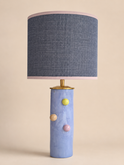 Casa Pastello complete lichtblauwe tafellamp met blauwgrijze handgemaakte lampenkap